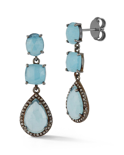 Shop Banji Jewelry Silver 10.73 Ct. Tw. Diamond & Aquamarine Earrings