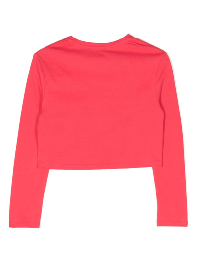 Shop Michael Kors Logo-print Long-sleeved Cotton T-shirt In Pink