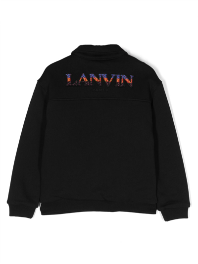 Shop Lanvin Enfant Curb Logo-embroidered Bomber Jacket In Black