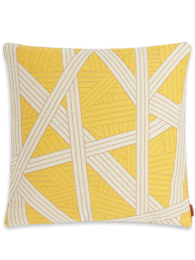 Shop Missoni Small Nastri Striped Cushion In Yellow