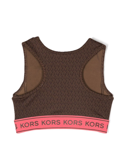 Shop Michael Kors Monogram-print Cropped Top In Brown