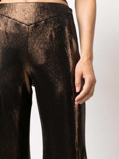 Shop Forte Forte Metallic-finish Wide-leg Trousers In Brown