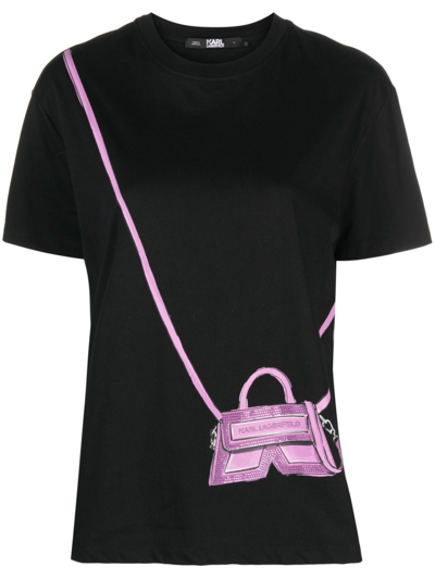 Shop Karl Lagerfeld Ikon/k Bag Print T-shirt In Black