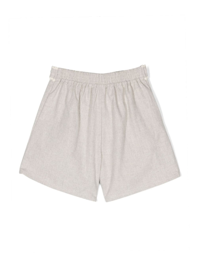Shop Chloé Belted Cotton Shorts In Neutrals
