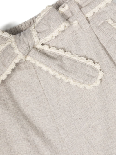 Shop Chloé Belted Cotton Shorts In Neutrals