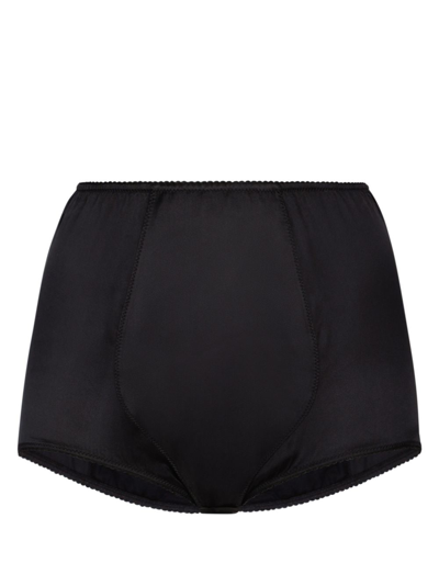 Shop Dolce & Gabbana Satin-finish High-waisted Briefs In Black