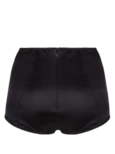 Shop Dolce & Gabbana Satin-finish High-waisted Briefs In Black