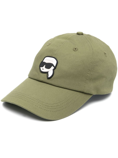 Shop Karl Lagerfeld K/ikonik Baseball Cap In Green