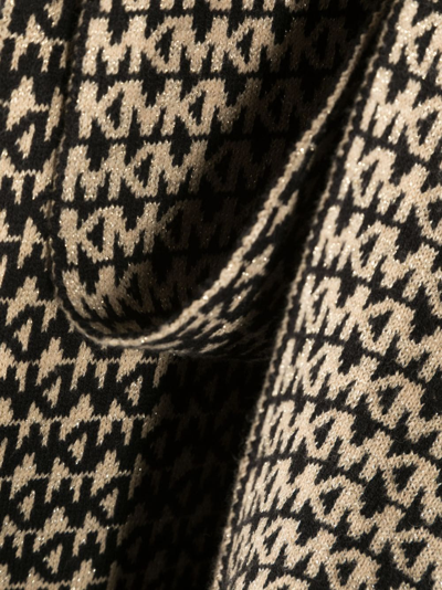 Shop Michael Kors Monogram-pattern Intarsia-knit Scarf In Black