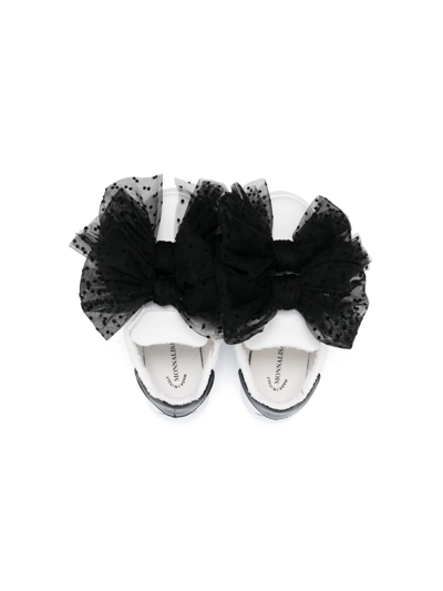 Shop Monnalisa Oversize Bow Sneakers In White