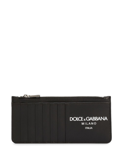 Shop Dolce & Gabbana Logo-print Leather Wallet In Black