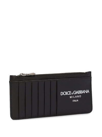 Shop Dolce & Gabbana Logo-print Leather Wallet In Black