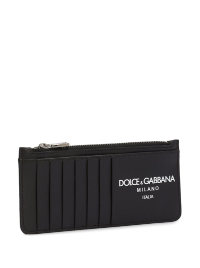 Dolce & Gabbana Logo-print Leather Wallet In Black