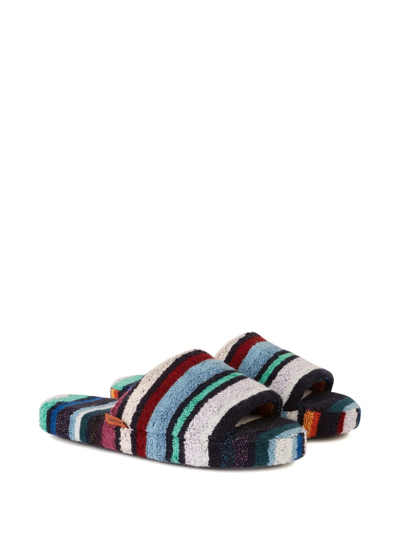 Shop Missoni Striped Patterned Slippers In Black