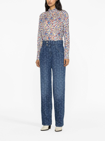 Isabel Marant Étoile Sulanoa-print Straight-leg Jeans In Blue
