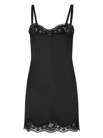 Shop Dolce & Gabbana Lace-detailing Silk-blend Camisole In Black