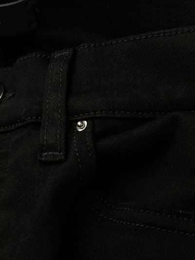 Amiri Mx1 Leather-trimmed Distressed Skinny Jeans In Black