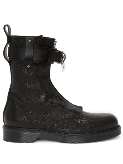 Jw Anderson Lock Leather Combat Boots In Black | ModeSens