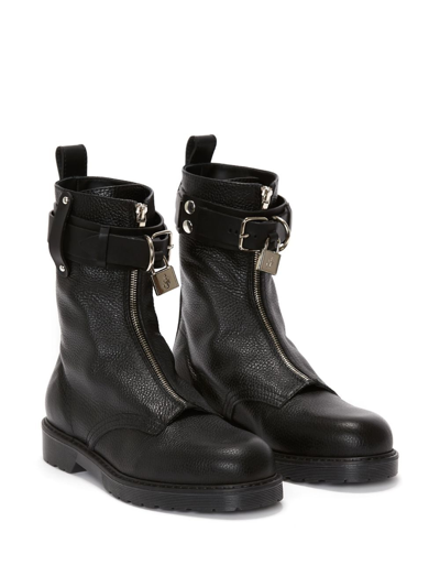 Shop Jw Anderson Padlock Combat Boots In Black