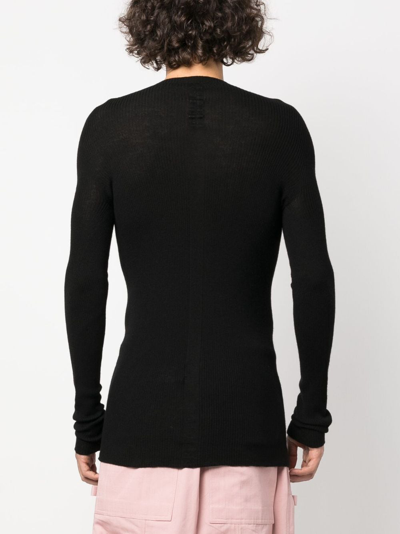 Shop Rick Owens Ribbed-knit Wool Jumper In Black