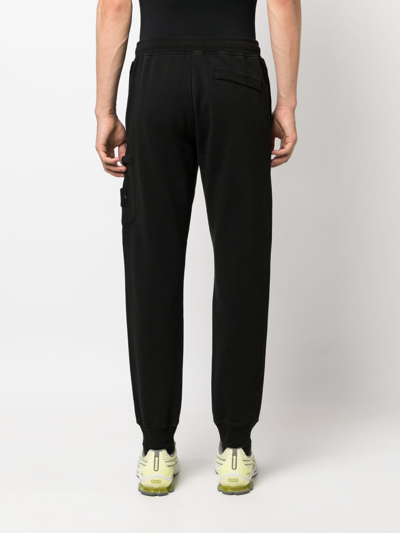 Shop Stone Island Logo-embroidered Cotton Track Pants In Black