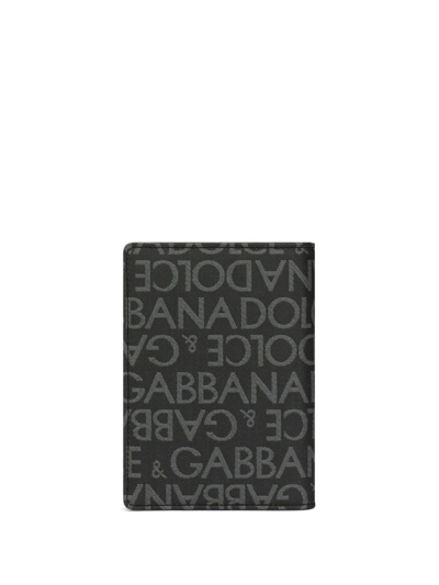 Shop Dolce & Gabbana Logo-plaque Jacquard Cardholder In Black