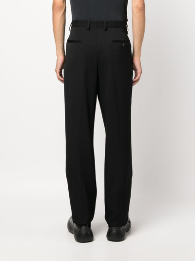 Shop Lanvin Straight-leg Pleated Wool Trousers In Black