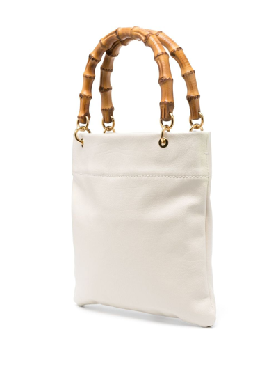 Jil Sander Bamboo-handle Leather Tote Bag In White