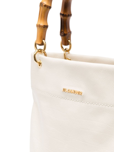 Jil Sander Bamboo-handle Leather Tote Bag In White