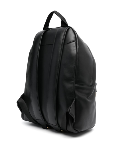 Shop Billionaire Logo-plaque Leather Backpack In Black