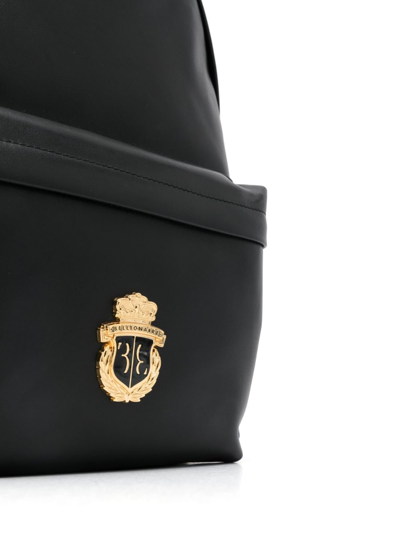 Shop Billionaire Logo-plaque Leather Backpack In Black