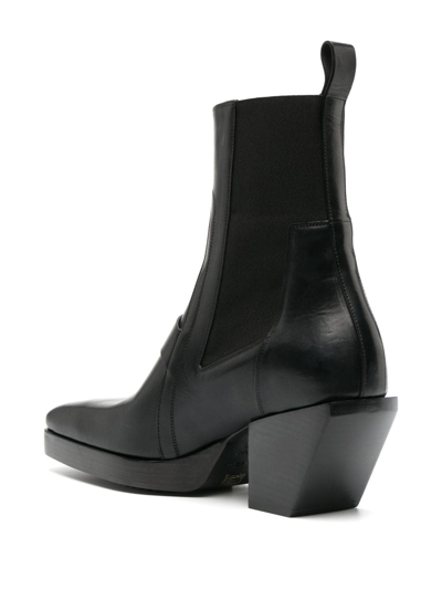 Shop Rick Owens Square-toe Leather Ankle Boots In Black