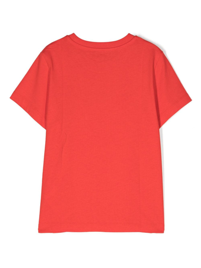 Shop Moschino Logo-print Cotton T-shirt In Red