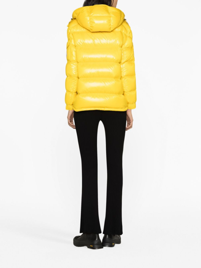 Shop Moncler Maire Quilted Hooded Jacket In Yellow