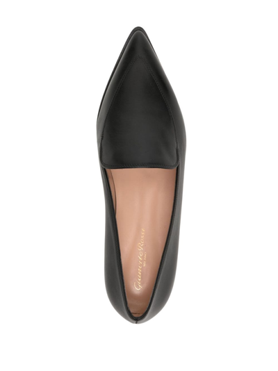 Shop Gianvito Rossi Perry Pointed-toe Leather Loafers In Black