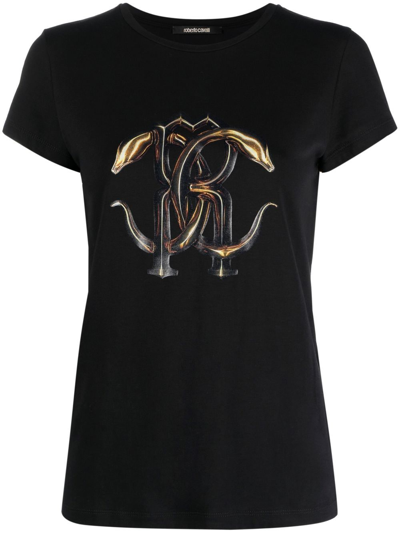 Shop Roberto Cavalli Logo-print T-shirt In Black
