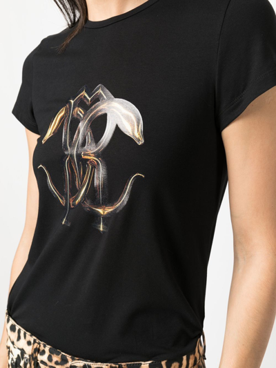 Shop Roberto Cavalli Logo-print T-shirt In Black