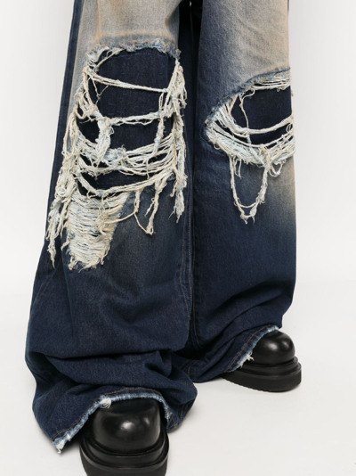 Shop Vetements Ripped Wide-leg Jeans In Blue