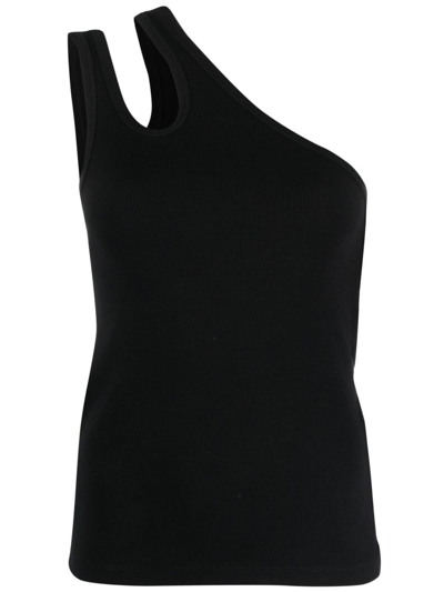 Shop Remain One-shoulder Organic-cotton Blouse In Black