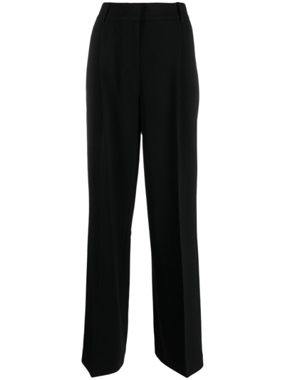 Shop Michael Michael Kors High-waisted Tailored-cut Trousers In Black