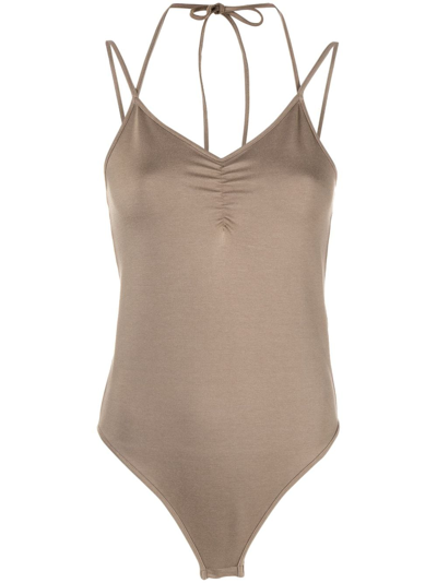 Remain Birger Christensen V-neck Sleeveless Blouse In Brown