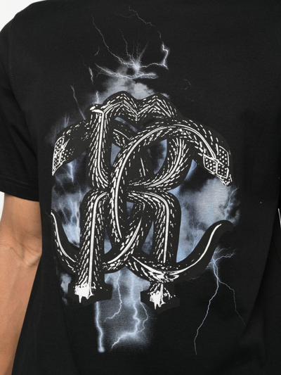 Shop Roberto Cavalli Mirror Snake-print T-shirt In Black