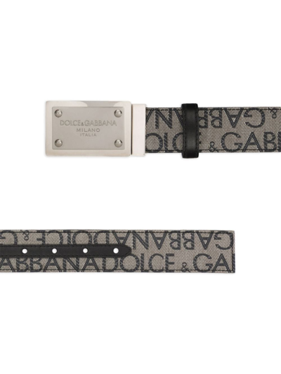 Shop Dolce & Gabbana Logo-plaque Leather Belt In Neutrals