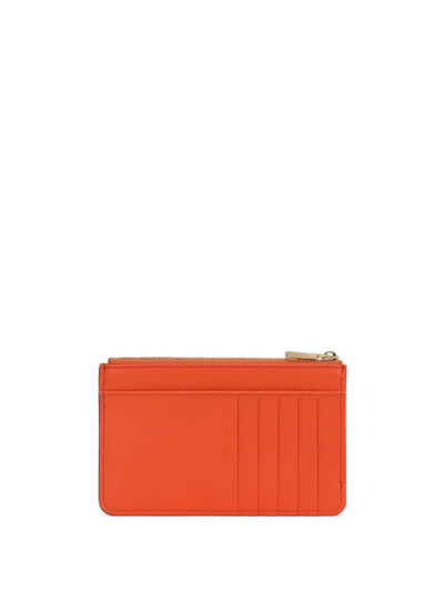 Shop Dolce & Gabbana Dg-logo Zipped Leather Wallet In Orange