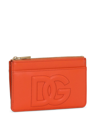 Dolce & Gabbana Dg-logo Zipped Leather Wallet In Orange