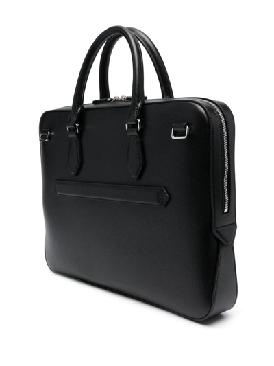 Shop Montblanc Logo-plaque Leather Laptop Bag In Black