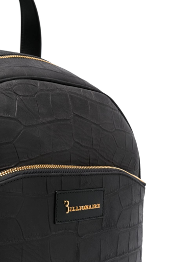 Shop Billionaire Crocodile-embossed Leather Backpack In Black
