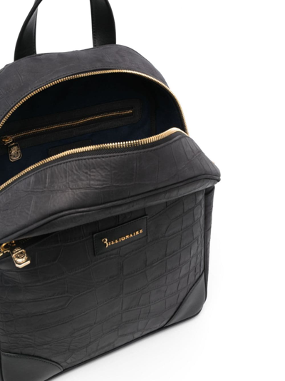 Shop Billionaire Crocodile-embossed Leather Backpack In Black