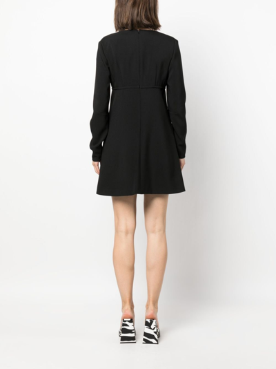 Shop Red Valentino Bow-detail Crepe Minidress In Black