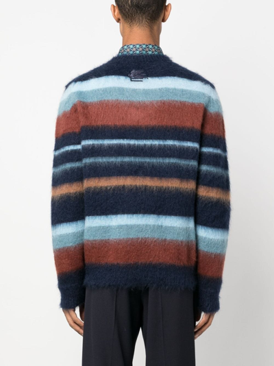 Shop Etro Striped Mohair-wool Sweatshirt In Blue